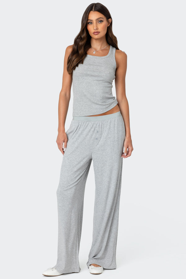 Edikted Kylian Ribbed Tank Top Gray Melange