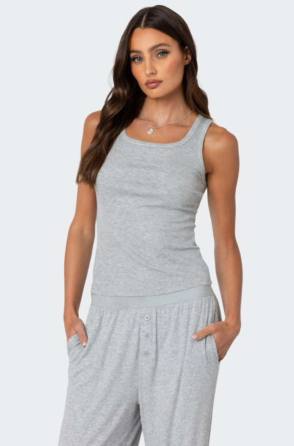 edikted Kylian Ribbed Tank Top gray melange