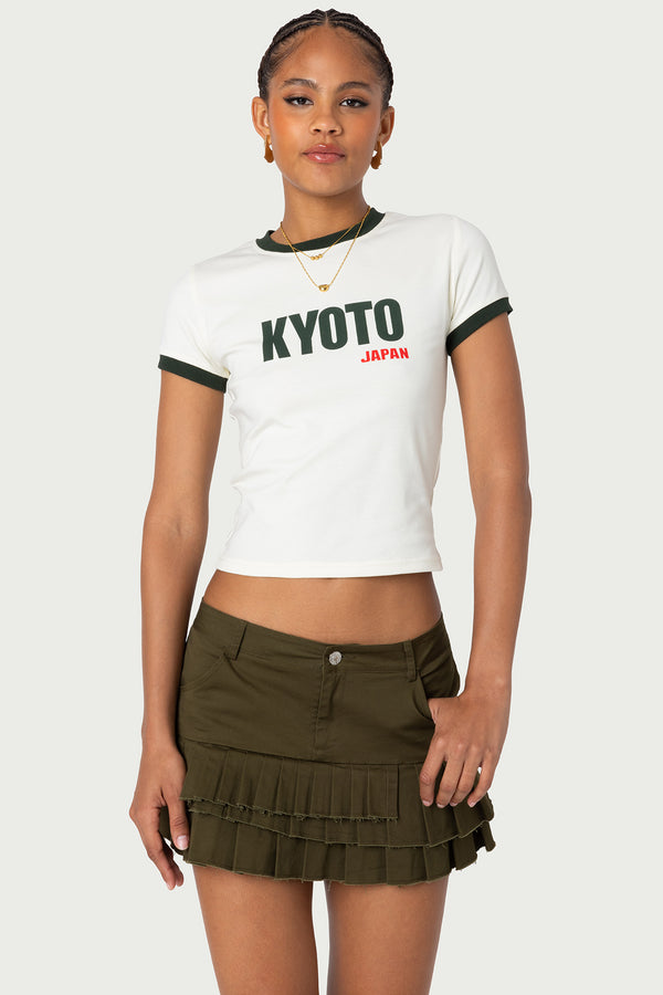 edikted Kyoto Contrast T Shirt beige