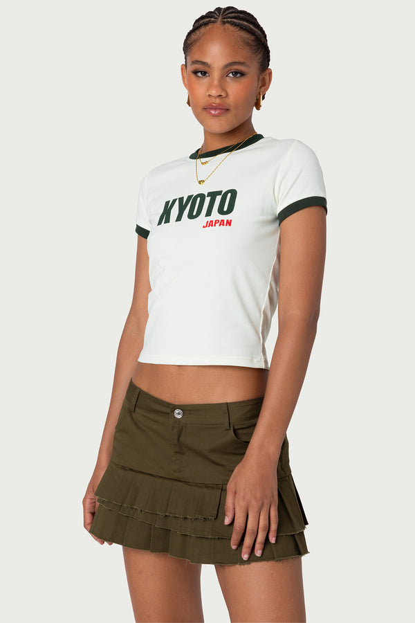 Edikted Kyoto Contrast T Shirt Beige