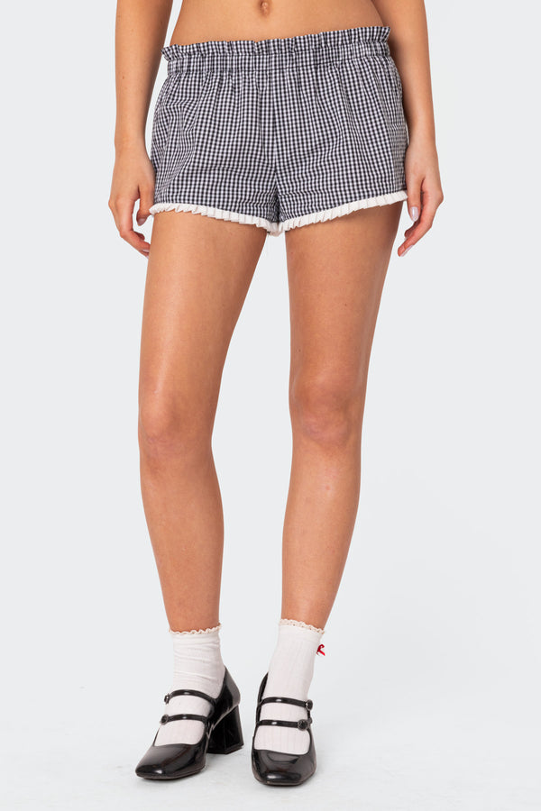 Edikted Kyra Gingham Shorts Black And White
