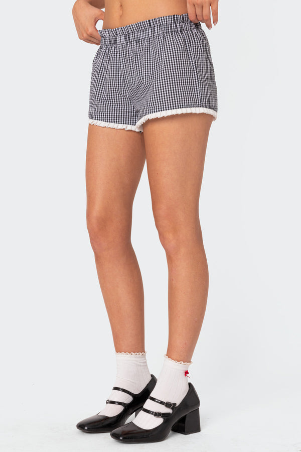 Edikted Kyra Gingham Shorts Black And White