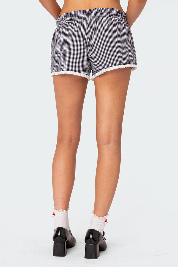 Edikted Kyra Gingham Shorts Black And White