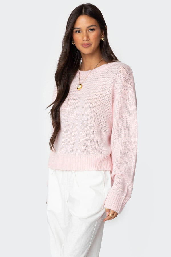 Edikted Kyrah Oversized Knit Sweater Light Pink