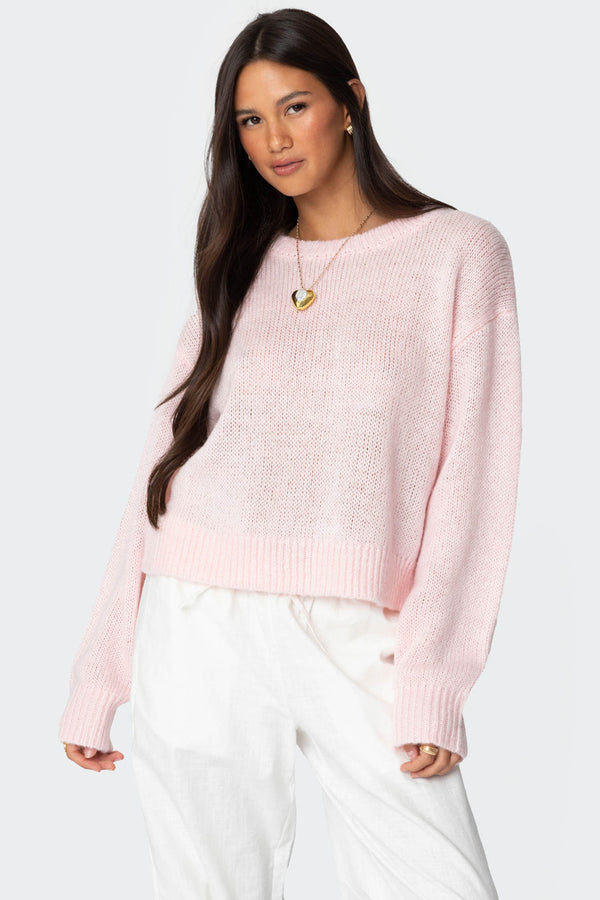 edikted Kyrah Oversized Knit Sweater light pink