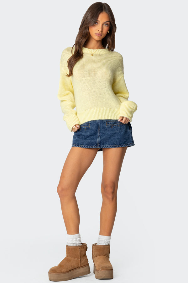 Edikted Kyrah Oversized Knit Sweater Yellow