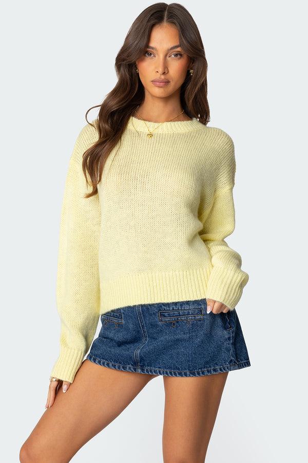 edikted Kyrah Oversized Knit Sweater yellow