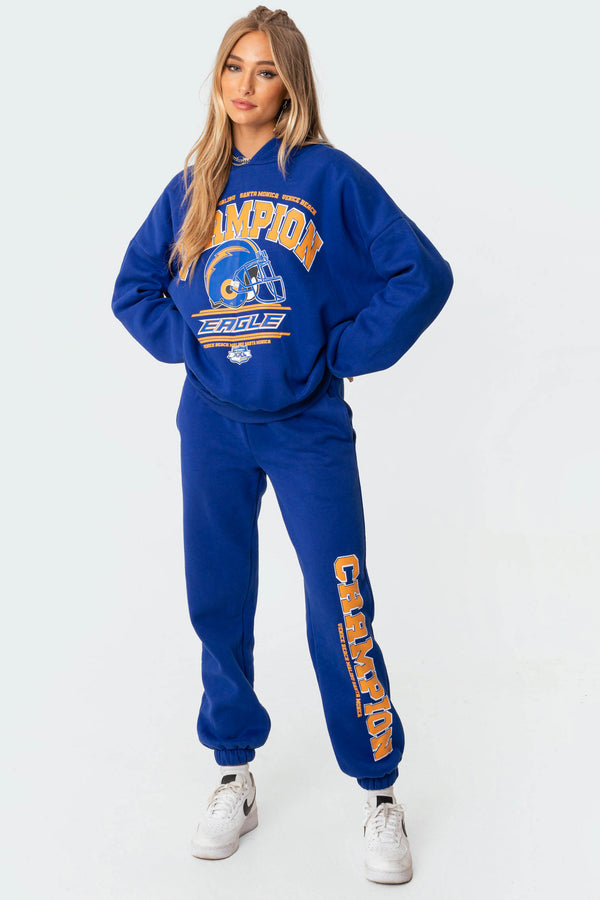 Edikted La Champion Oversized Hoodie Blue