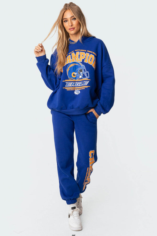 Edikted La Champion Oversized Hoodie Blue