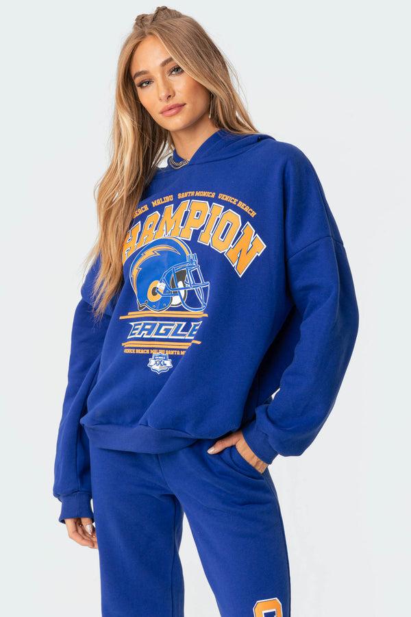Edikted La Champion Oversized Hoodie Blue