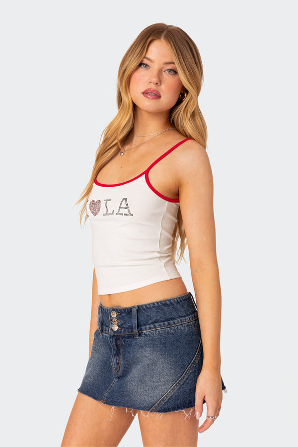Edikted La Lover Rhinestone Tank Top White