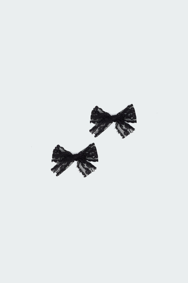 Edikted Lace Bow Hair Clip Pack Black