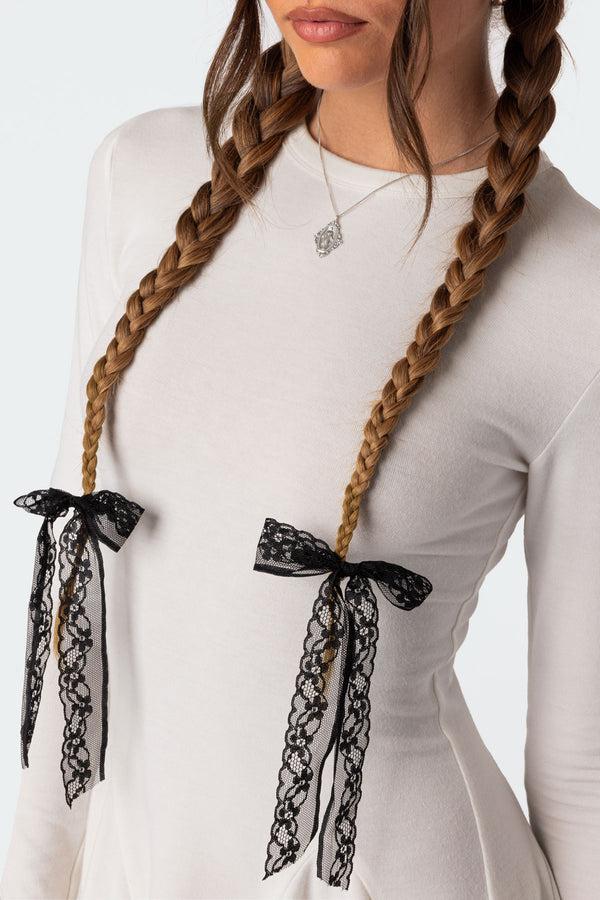 edikted Lace Bow Hair Clip Pack black