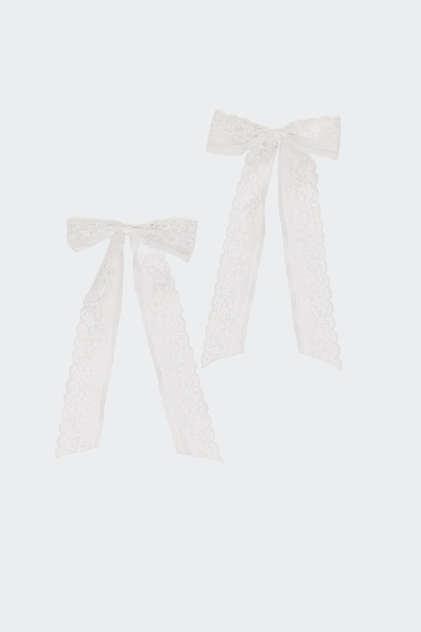 Edikted Lace Bow Hair Clip Pack White