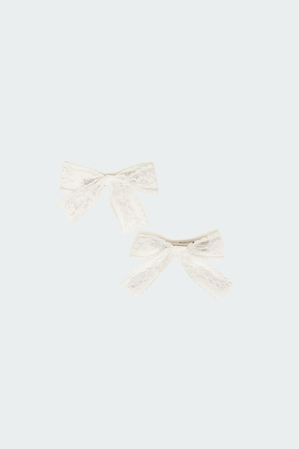 Edikted Lace Bow Hair Clip Pack White
