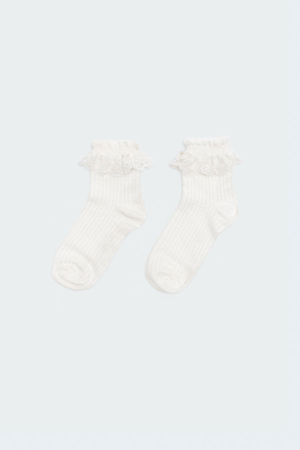 Edikted Lace Frill Socks White