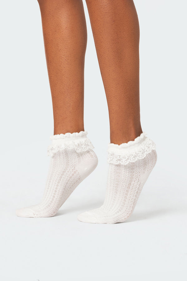 edikted Lace Frill Socks white