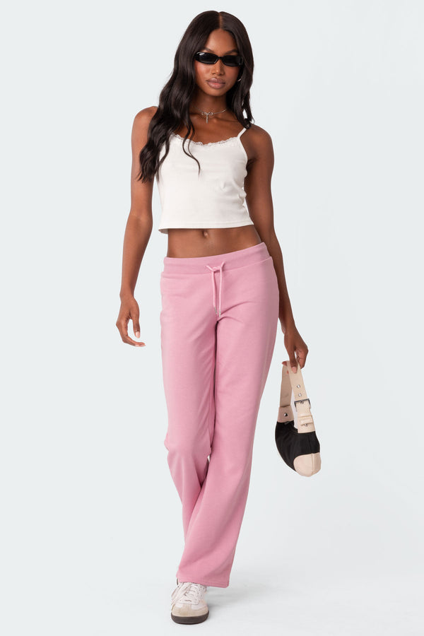 Edikted Lace Trim Ribbed Tank Top White