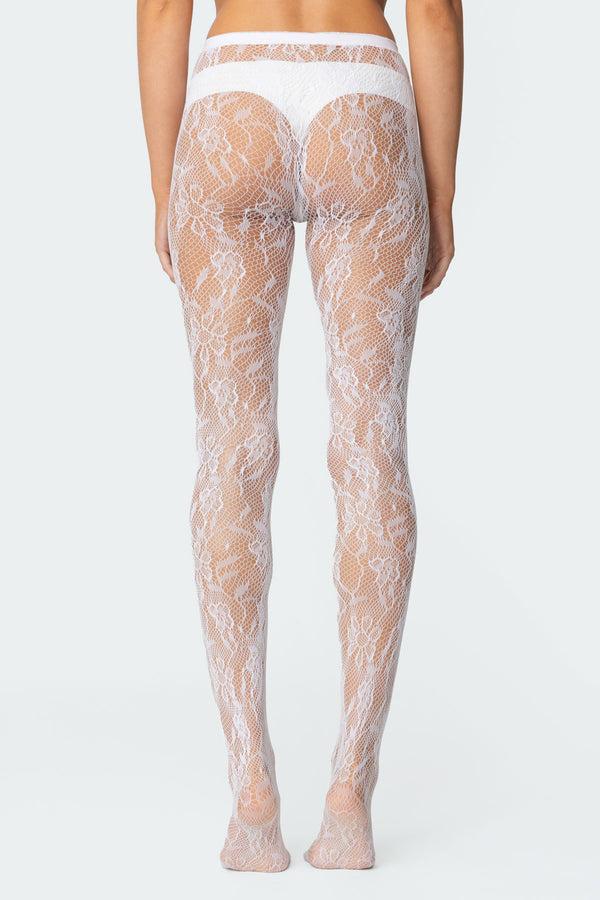 Edikted Lacey Fishnet Tights White