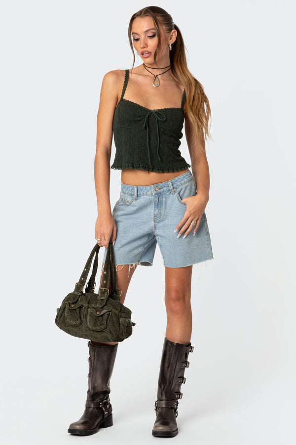 Edikted Lacey Knit Tank Top Olive