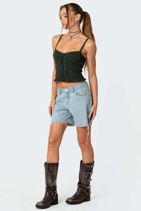 Edikted Lacey Knit Tank Top Olive