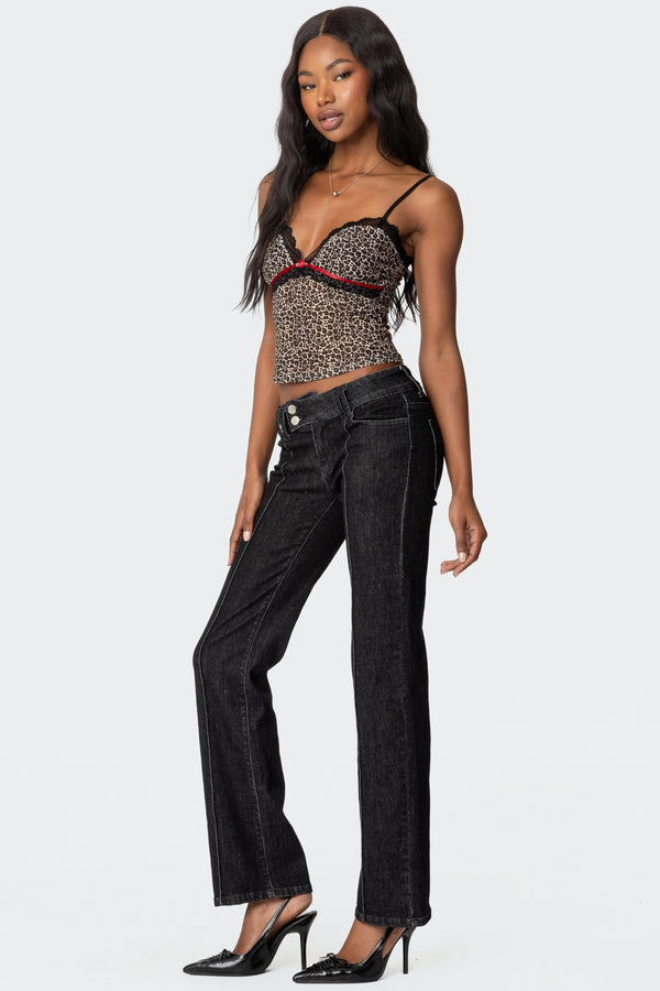 Edikted Lacey Leopard Mesh Tank Top Mix