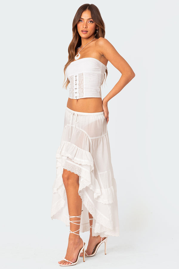 Edikted Lacey Linen Look Corset White