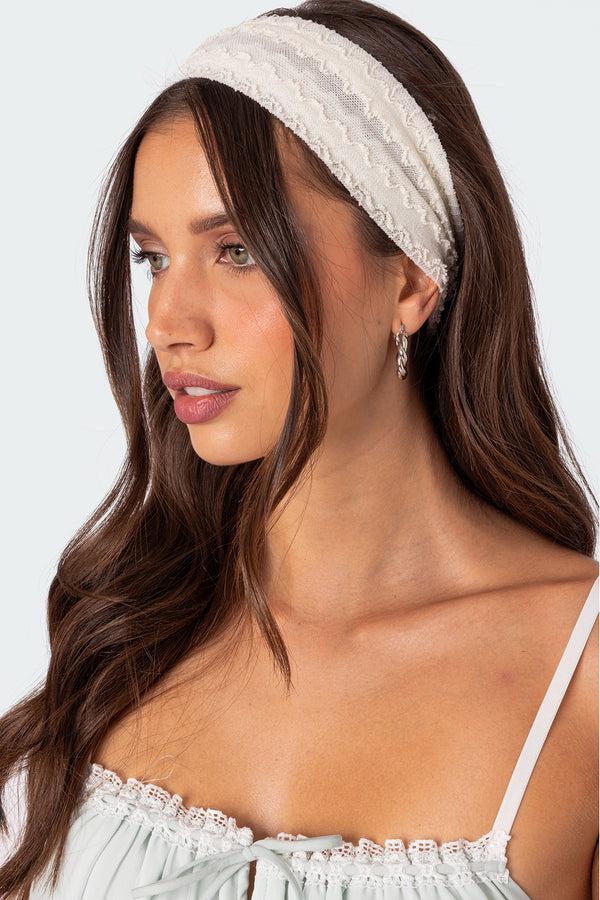 edikted Lacey Textured Headband white
