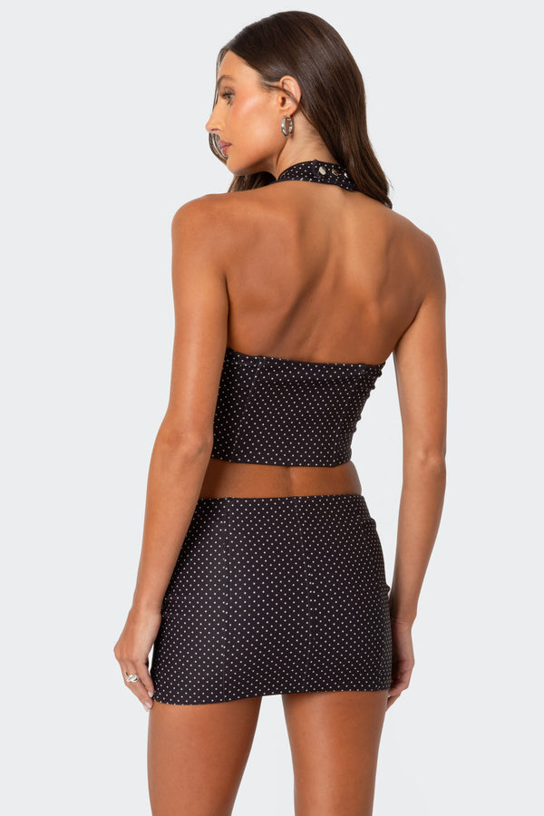 Edikted Laine Polka Dot Corset Black And White