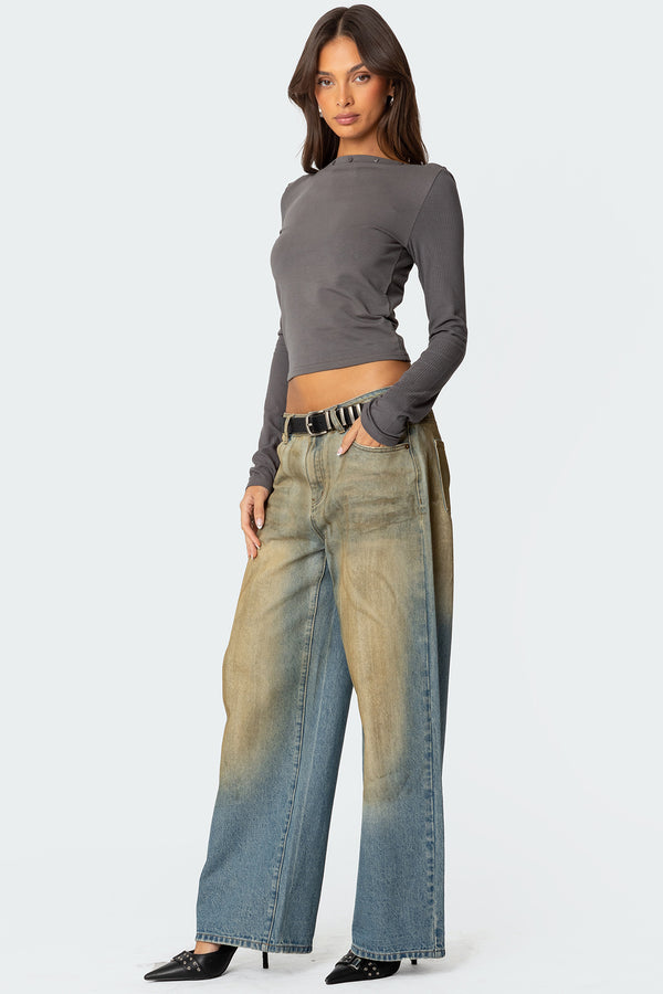 Edikted Lake Boat Neck Top Dark Gray