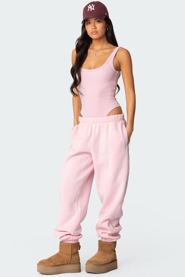 Edikted Lakely Ribbed Bodysuit Pink