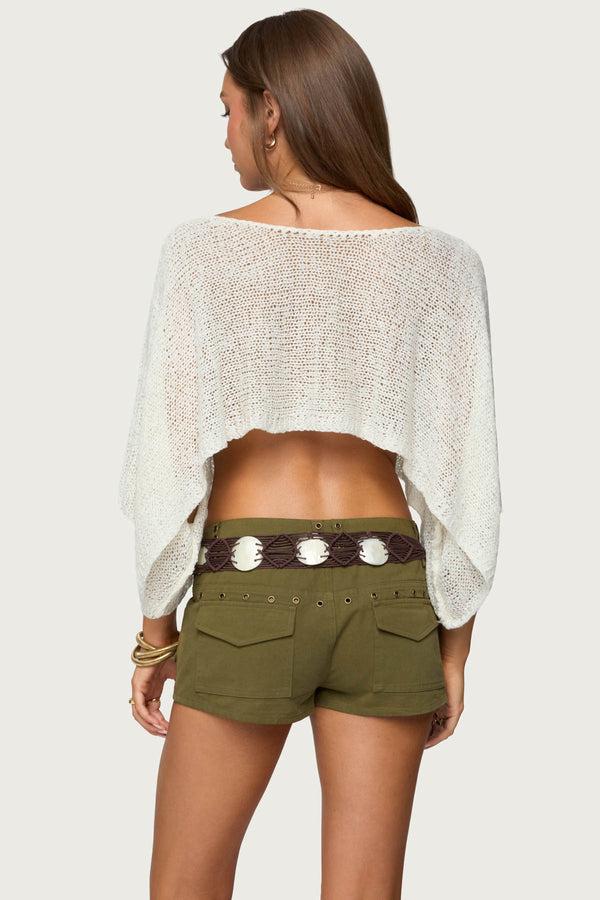 Edikted Laline Oversized Knit Crop Top Cream