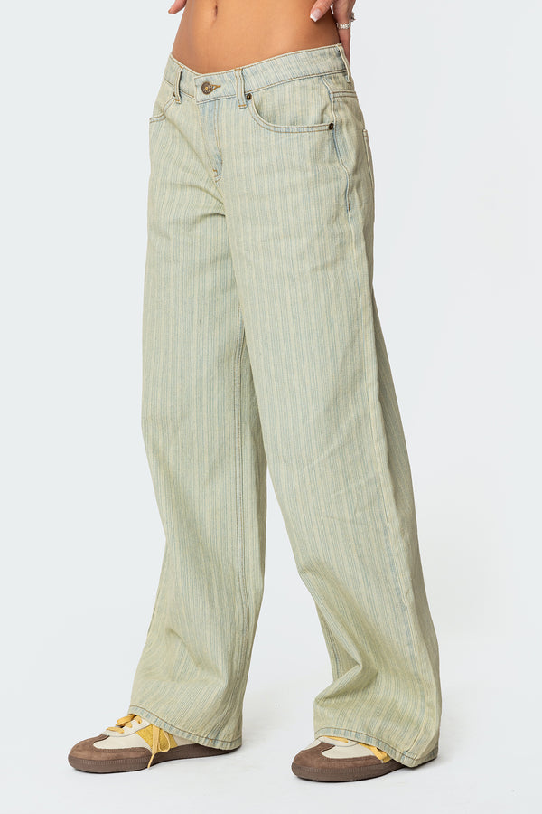 Edikted Lannah Textured Low Rise Jeans Mix