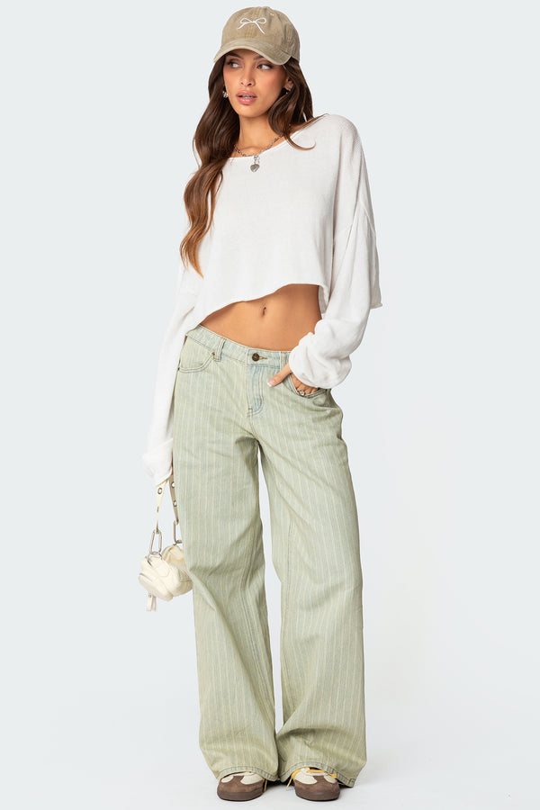 edikted Lannah Textured Low Rise Jeans mix
