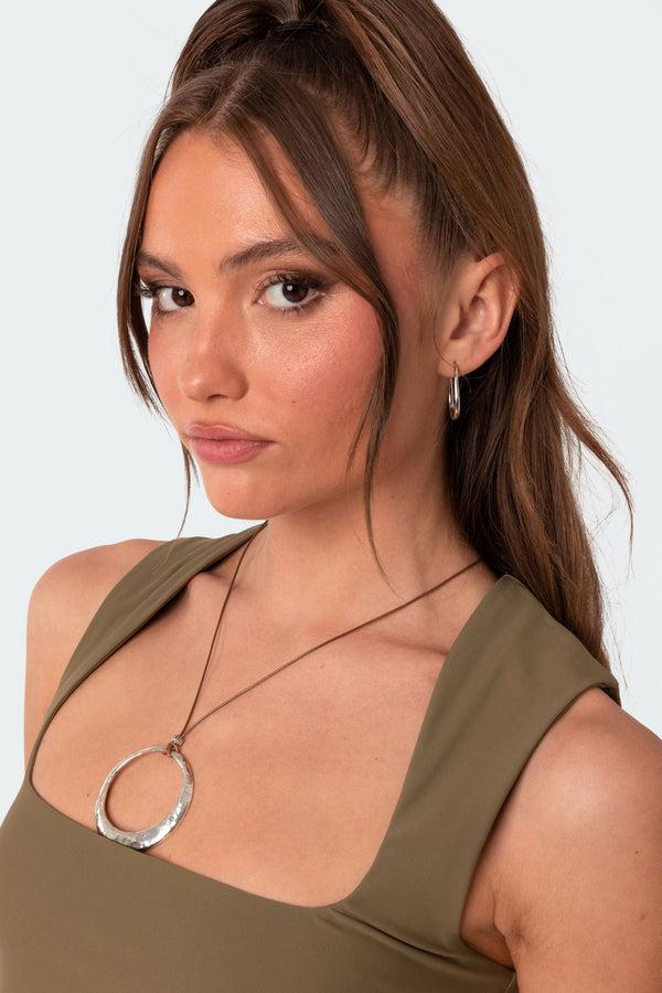 edikted Lasso Pendant Cord Necklace silver