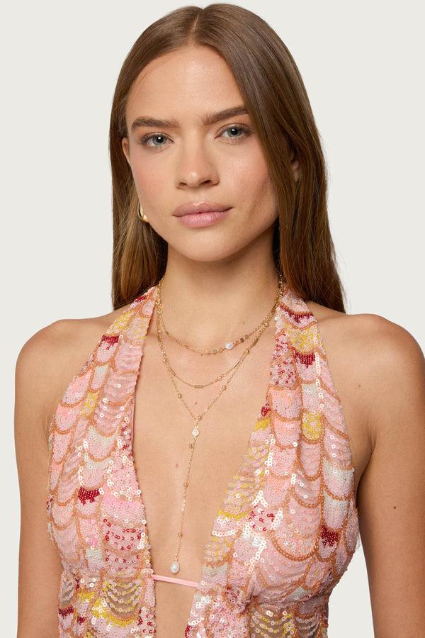 edikted Layered Cascading Necklace gold