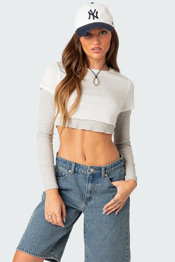 edikted Layered Long Sleeve T Shirt mix