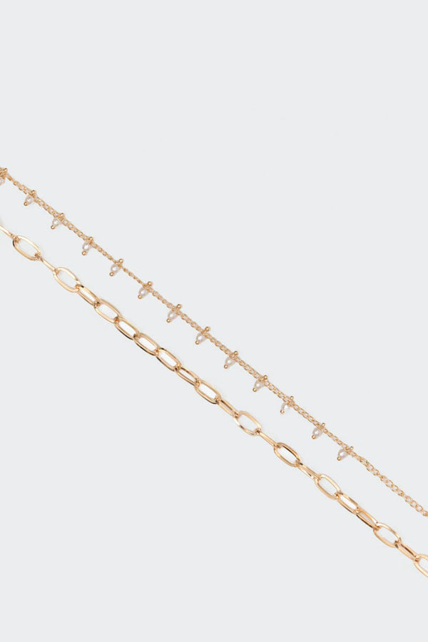 Edikted Layered Pearl Belly Chain Gold