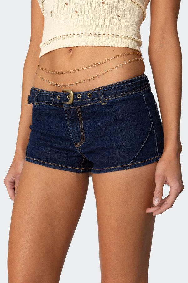 edikted Layered Pearl Belly Chain gold