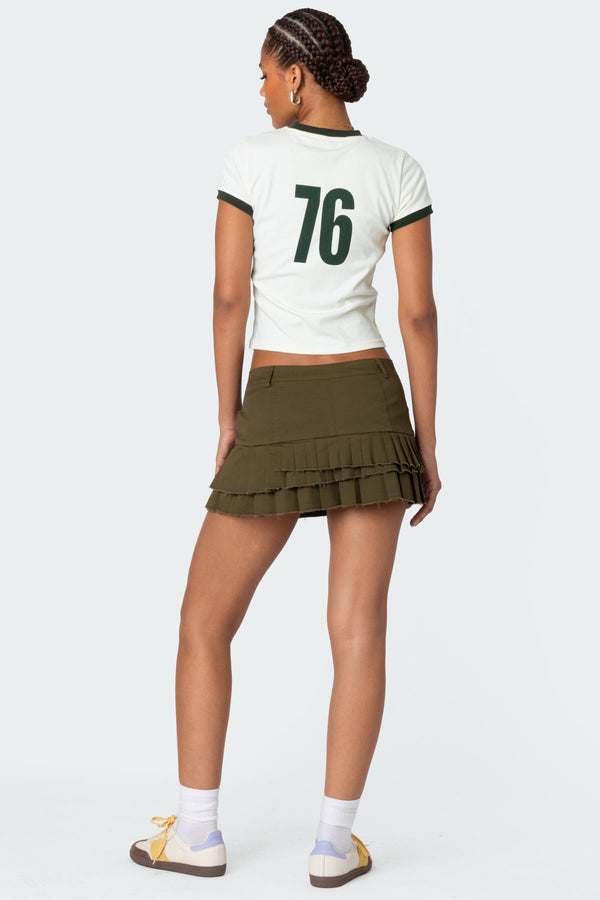Edikted Layered Pleats Mini Skirt Olive
