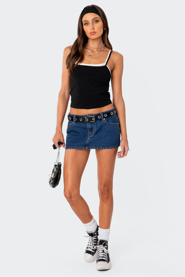 Edikted Layered Tank Top Black And White