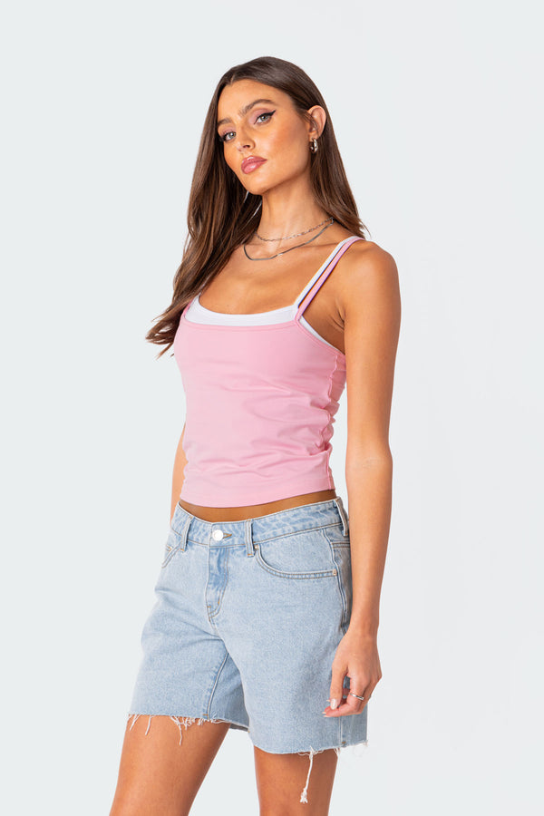 Edikted Layered Tank Top Pink