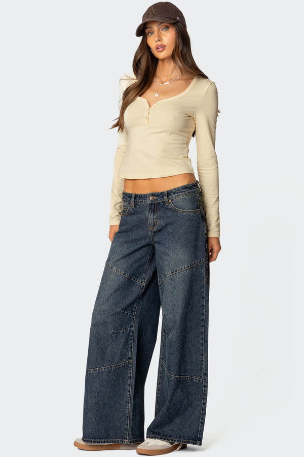 Edikted Leah Henley Top Yellow