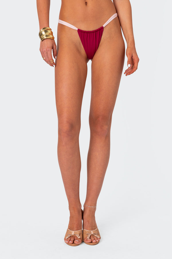 Edikted Leanna Contrast Bikini Bottom Burgundy
