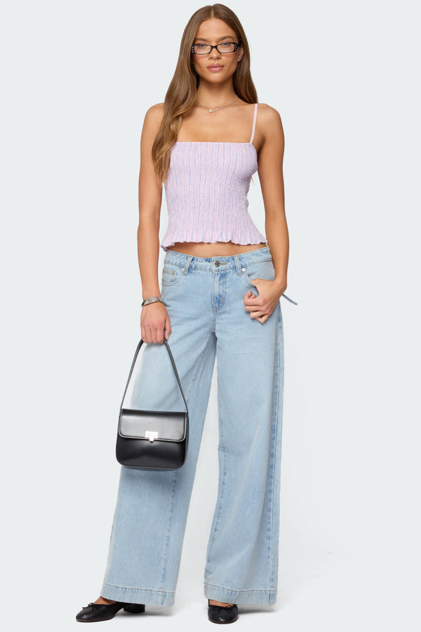 Edikted Leela Scrunch Striped Tank Top Pink