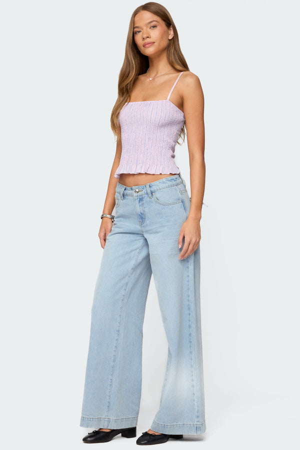 Edikted Leela Scrunch Striped Tank Top Pink