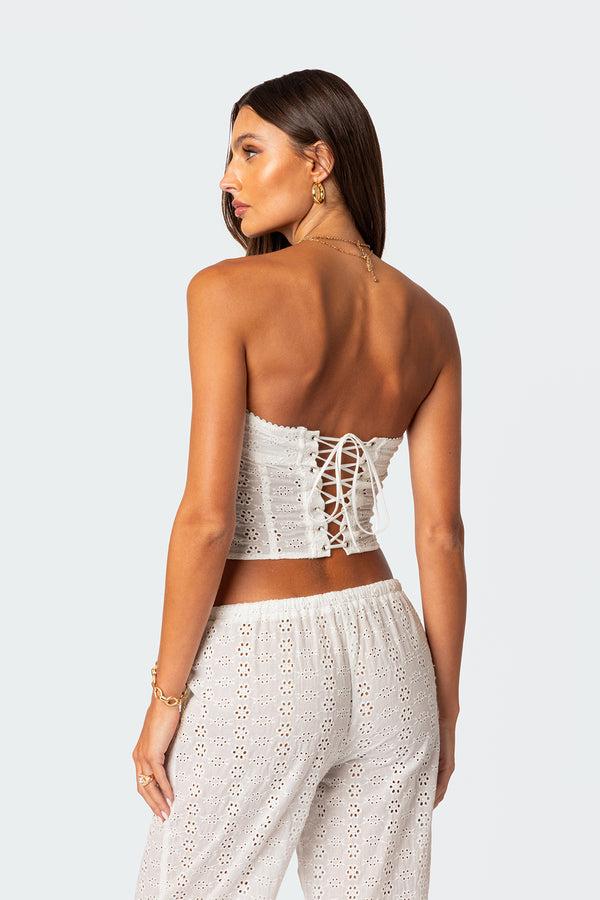 Edikted Lemon Lacey Cotton Corset White