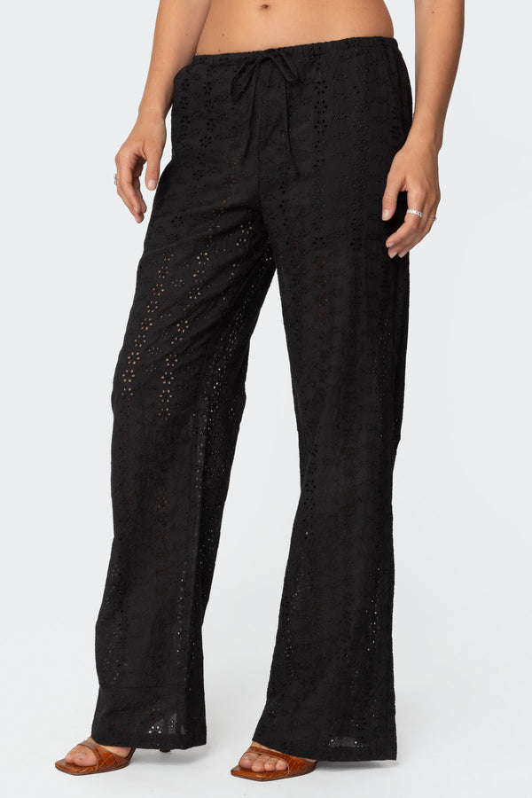 Edikted Lemon Lacey Cotton Pants Black