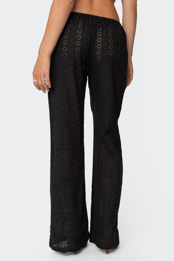 Edikted Lemon Lacey Cotton Pants Black