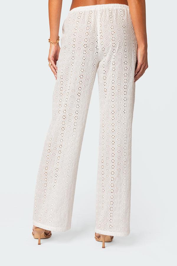 Edikted Lemon Lacey Cotton Pants White